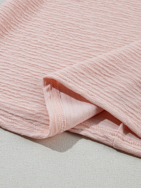 Light Pink Textured Ruffle Sleeve Elegant Blouse