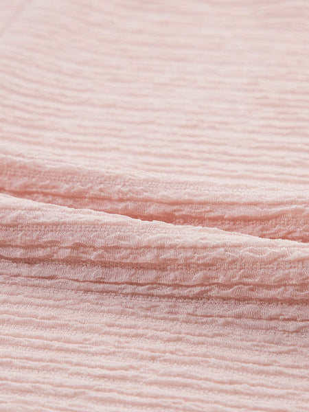 Light Pink Textured Ruffle Sleeve Elegant Blouse