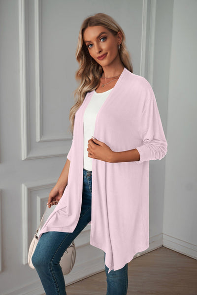 Long sleeve cardigan solid color coat long top for women