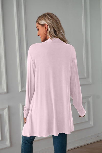 Long sleeve cardigan solid color coat long top for women