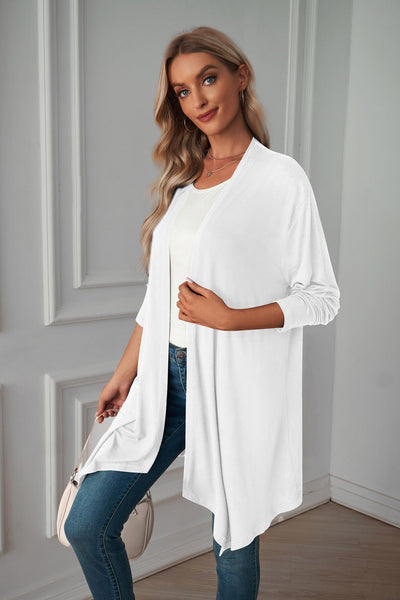 Long sleeve cardigan solid color coat long top for women