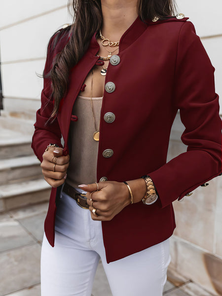 Women's Long Sleeve Slim-Breasted Crop Jacket