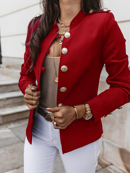 Women's Long Sleeve Slim-Breasted Crop Jacket