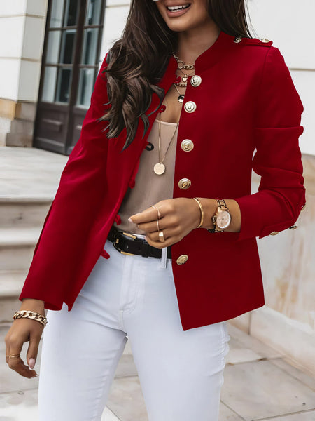 Women's Long Sleeve Slim-Breasted Crop Jacket