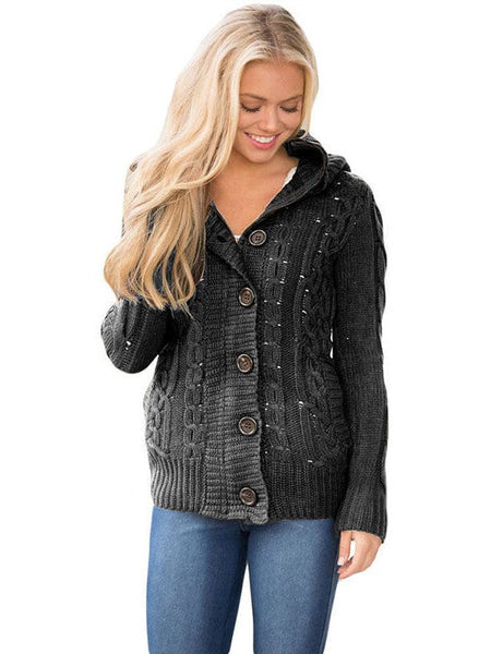 Loose Fleece Hooded Sweater Coat For Women With Wool Blend Fabric