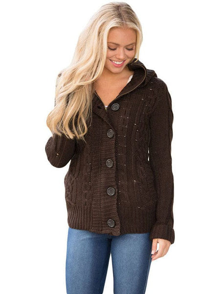 Loose Fleece Hooded Sweater Coat For Women With Wool Blend Fabric