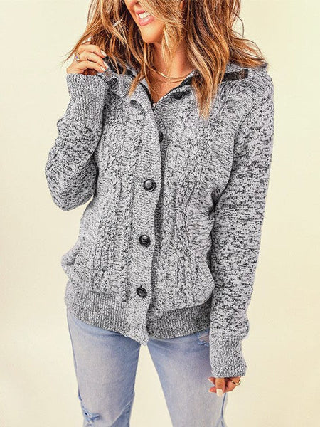 Loose Fleece Hooded Sweater Coat For Women With Wool Blend Fabric