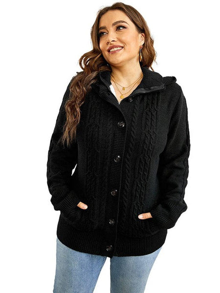 Loose Fleece Hooded Sweater Coat For Women With Wool Blend Fabric