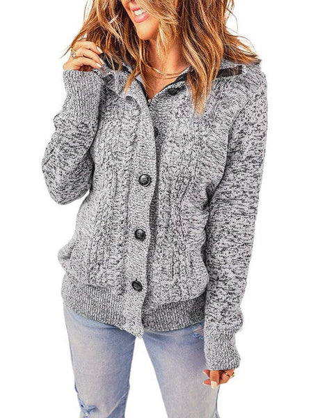 Loose Fleece Hooded Sweater Coat For Women With Wool Blend Fabric