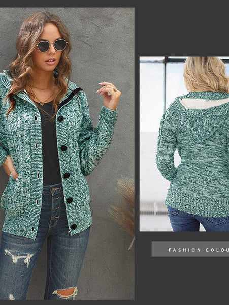 Loose Fleece Hooded Sweater Coat For Women With Wool Blend Fabric