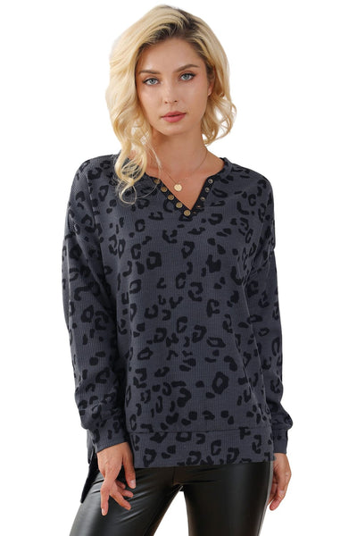 Loose Leopard Print Crew Neck Short Sleeve Dress