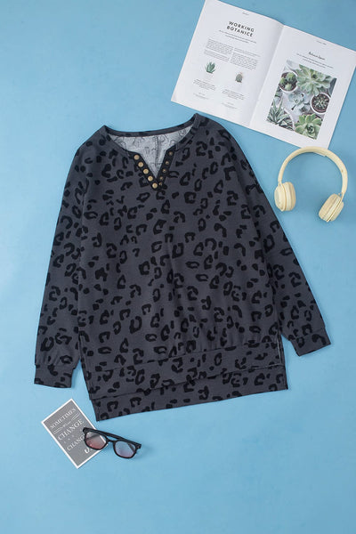 Loose Leopard Print Crew Neck Short Sleeve Dress