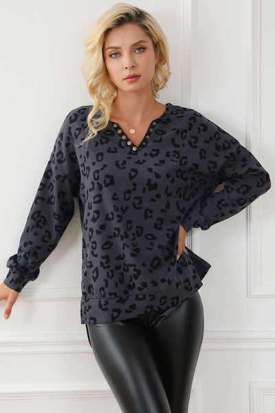 Loose Leopard Print Crew Neck Short Sleeve Dress