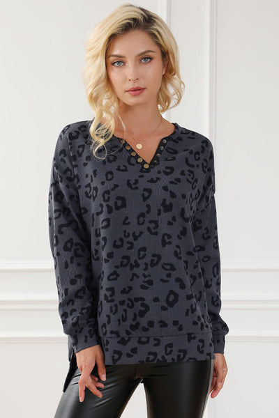 Loose Leopard Print Crew Neck Short Sleeve Dress