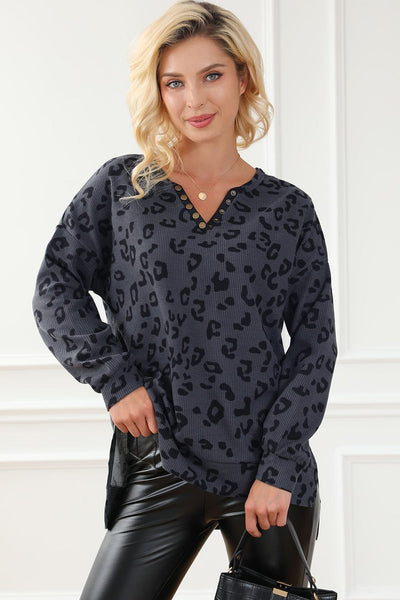 Loose Leopard Print Crew Neck Short Sleeve Dress