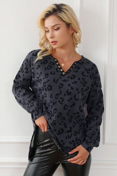 Loose Leopard Print Crew Neck Short Sleeve Dress