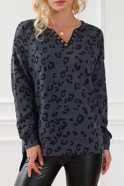 Loose Leopard Print Crew Neck Short Sleeve Dress