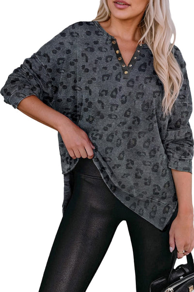 Loose Leopard Print Crew Neck Short Sleeve Dress