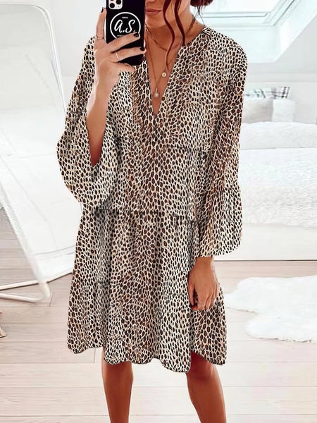 Tiered Ruffle Mini Dress with V-Neckline