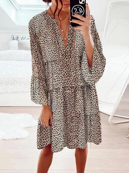 Tiered Ruffle Mini Dress with V-Neckline