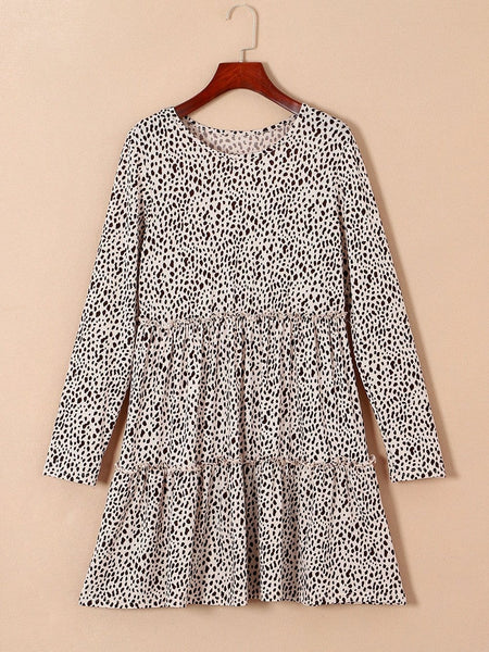 Tiered Ruffle Mini Dress with V-Neckline