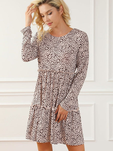 Tiered Ruffle Mini Dress with V-Neckline