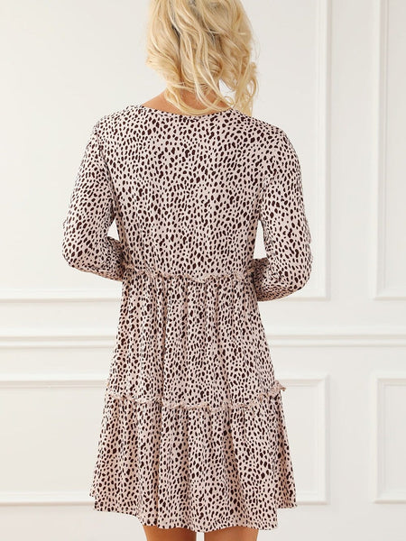 Tiered Ruffle Mini Dress with V-Neckline