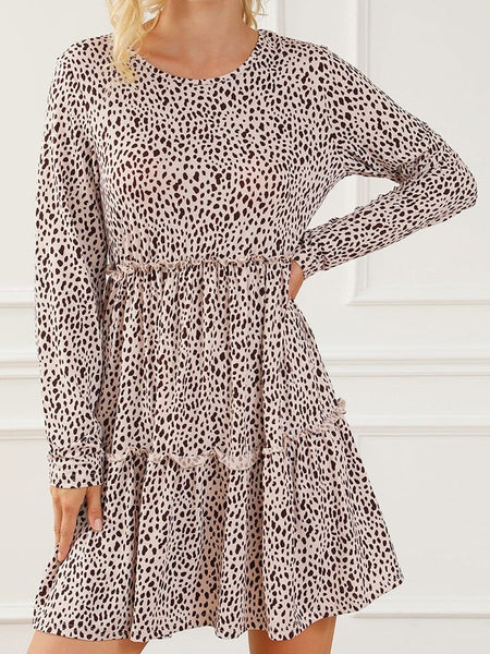 Tiered Ruffle Mini Dress with V-Neckline