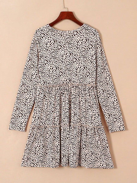 Tiered Ruffle Mini Dress with V-Neckline