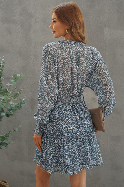 Tiered Ruffle Mini Dress with V-Neckline