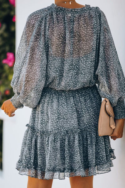 Tiered Ruffle Mini Dress with V-Neckline