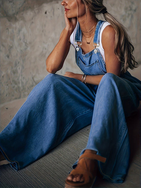 Trendy Denim Overalls with Adjustable Straps