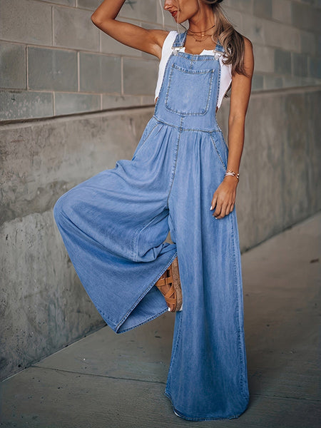Trendy Denim Overalls with Adjustable Straps