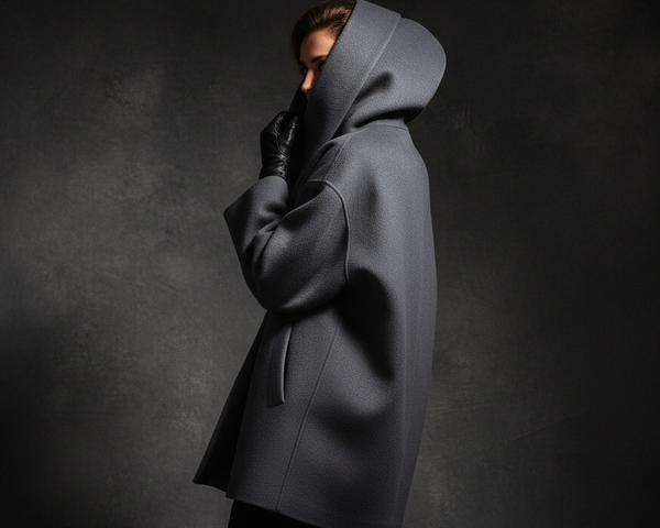 Women's Loose Solid Button Hooded Woolen Coat