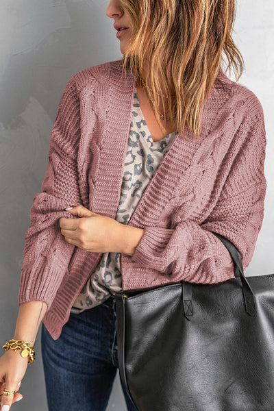 Loose Solid Twist Knit Casual Cardigan