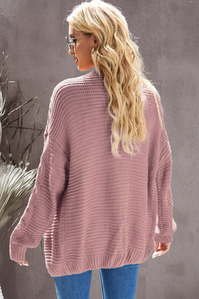 Loose Solid Twist Knit Casual Cardigan