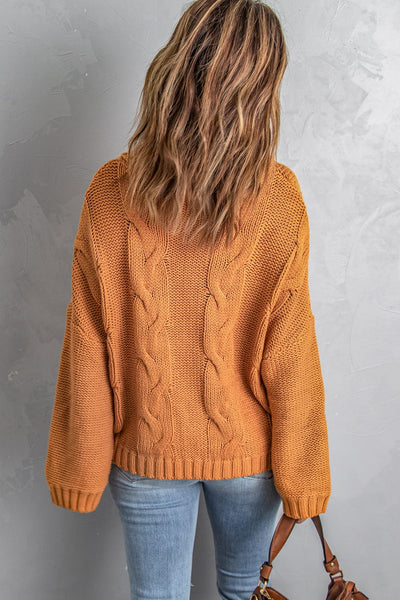 Loose Solid Twist Knit Casual Cardigan