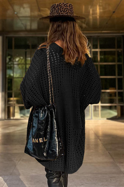 Loose Solid Twist Knit Casual Cardigan