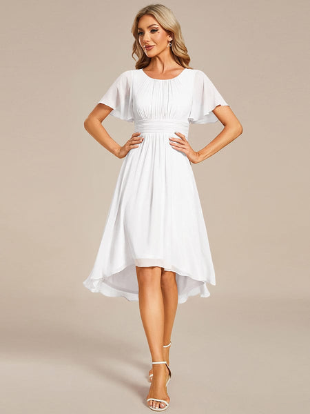 Lotus Blossom Chiffon A-Line Knee-Length Dress for Wedding Guests