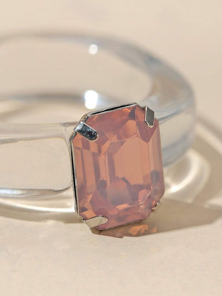 Luxury Amber Rhinestone Decor Ring for Women
