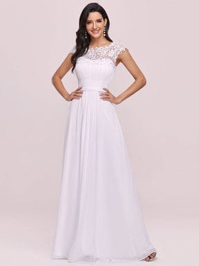 Women's Maxi Lace Cap Sleeve Long Formal Evening Dress