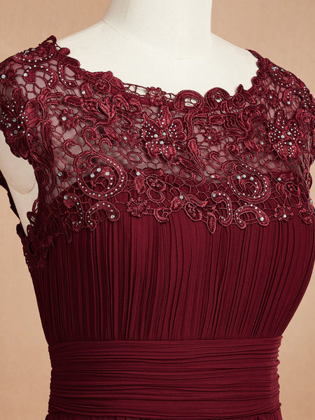 Women's Maxi Lace Cap Sleeve Long Formal Evening Dress