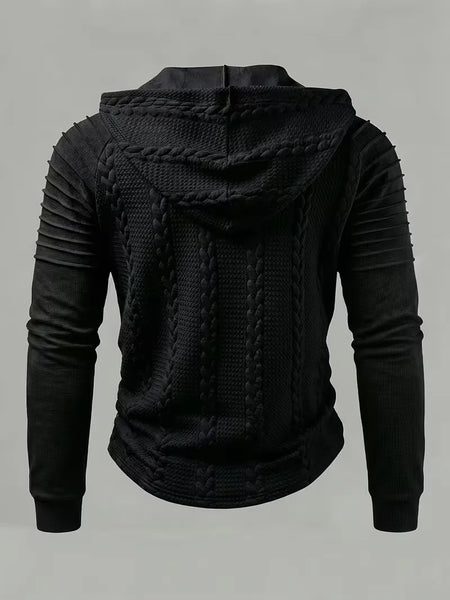 Men's Jacquard Pleated Hooded Top