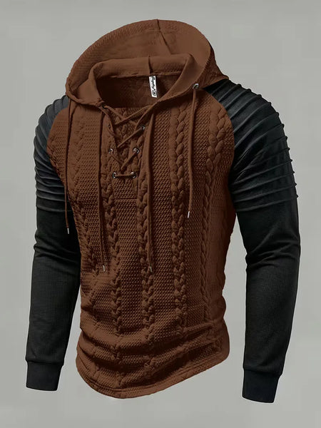Men's Jacquard Pleated Hooded Top