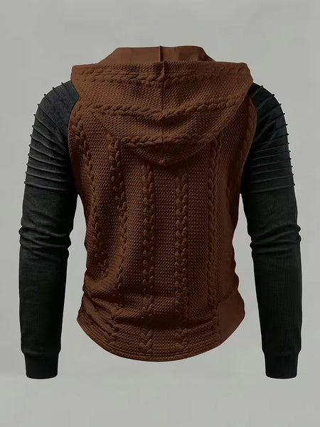 Men's Jacquard Pleated Hooded Top