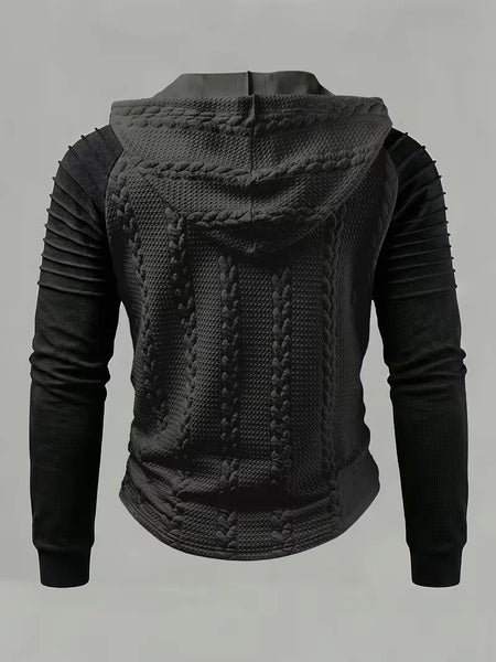 Men's Jacquard Pleated Hooded Top