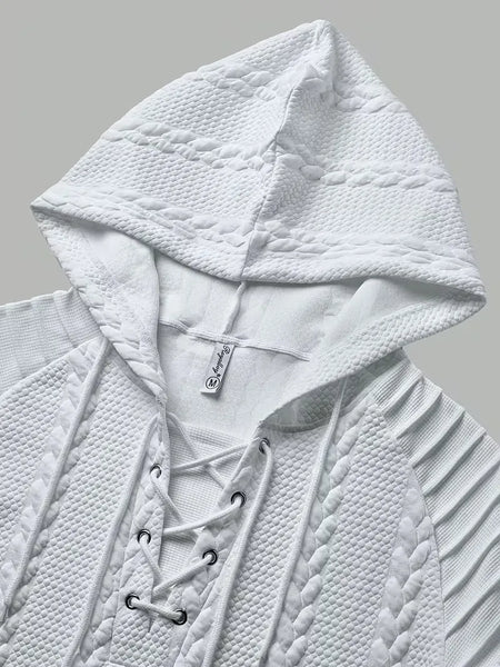 Men's Jacquard Pleated Hooded Top