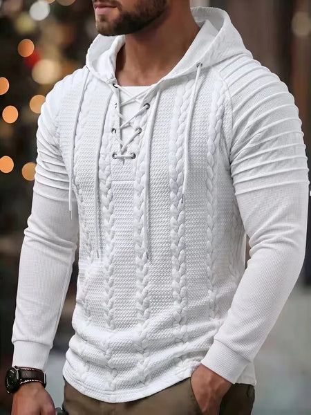 Men's Jacquard Pleated Hooded Top