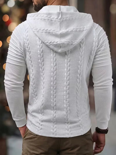 Men's Jacquard Pleated Hooded Top