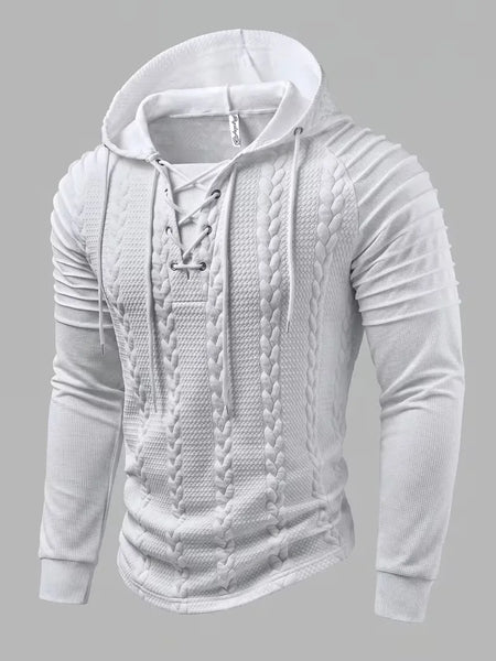 Men's Jacquard Pleated Hooded Top